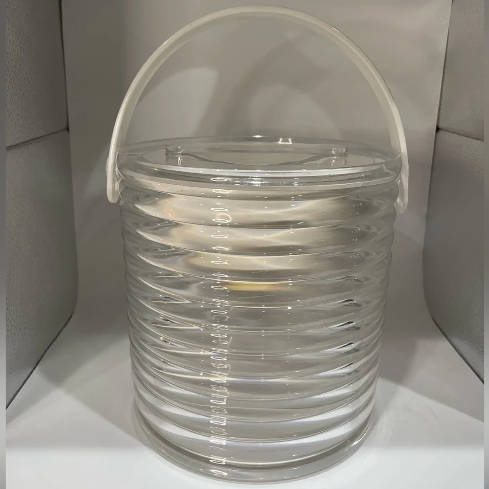 Vintage 70s Clear Acrylic Ice Bucket MCM Made in USA